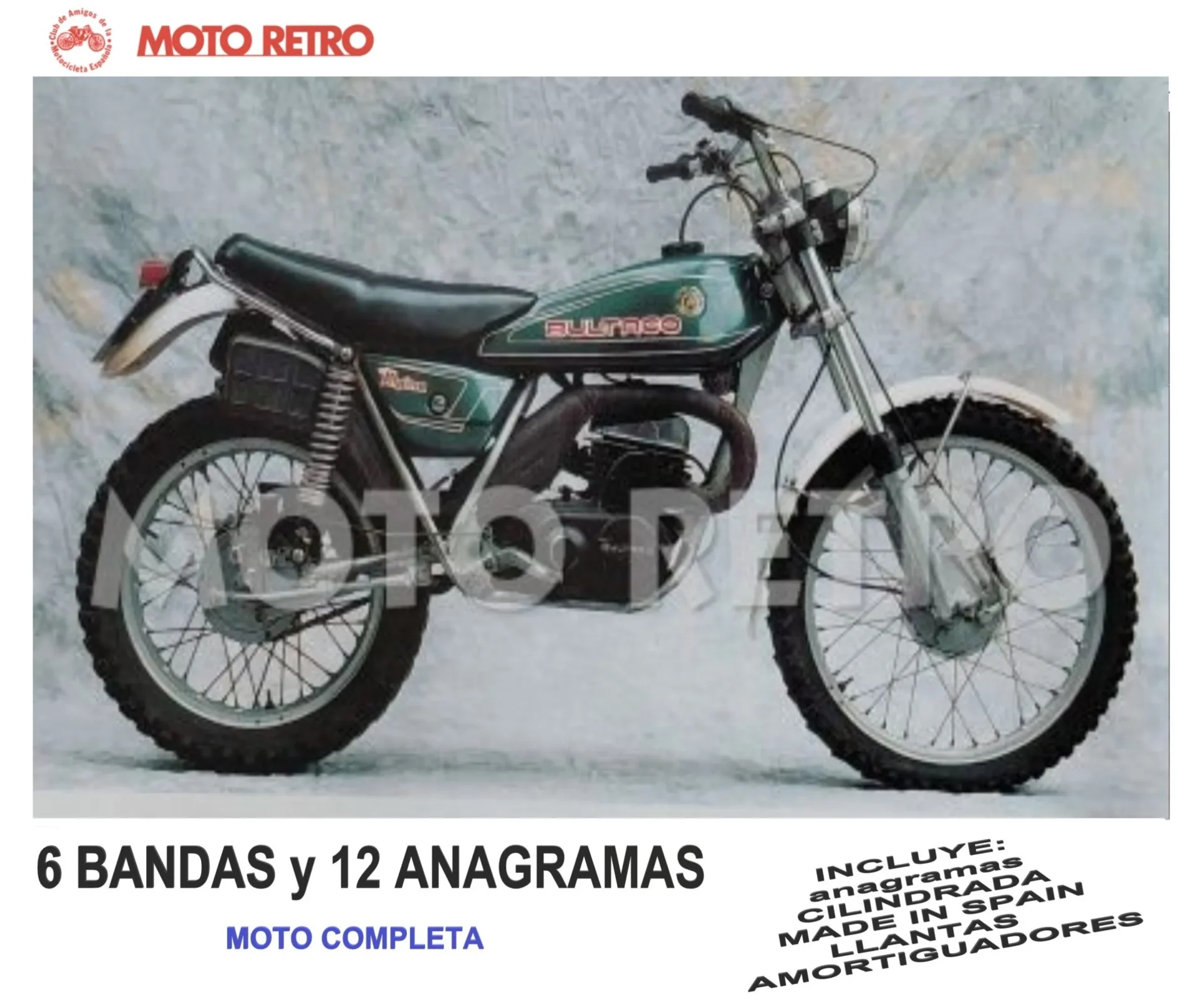 BULTACO ALPINA 212B CON GAS ( 6 bandas y 12 anagramas) Juego completo