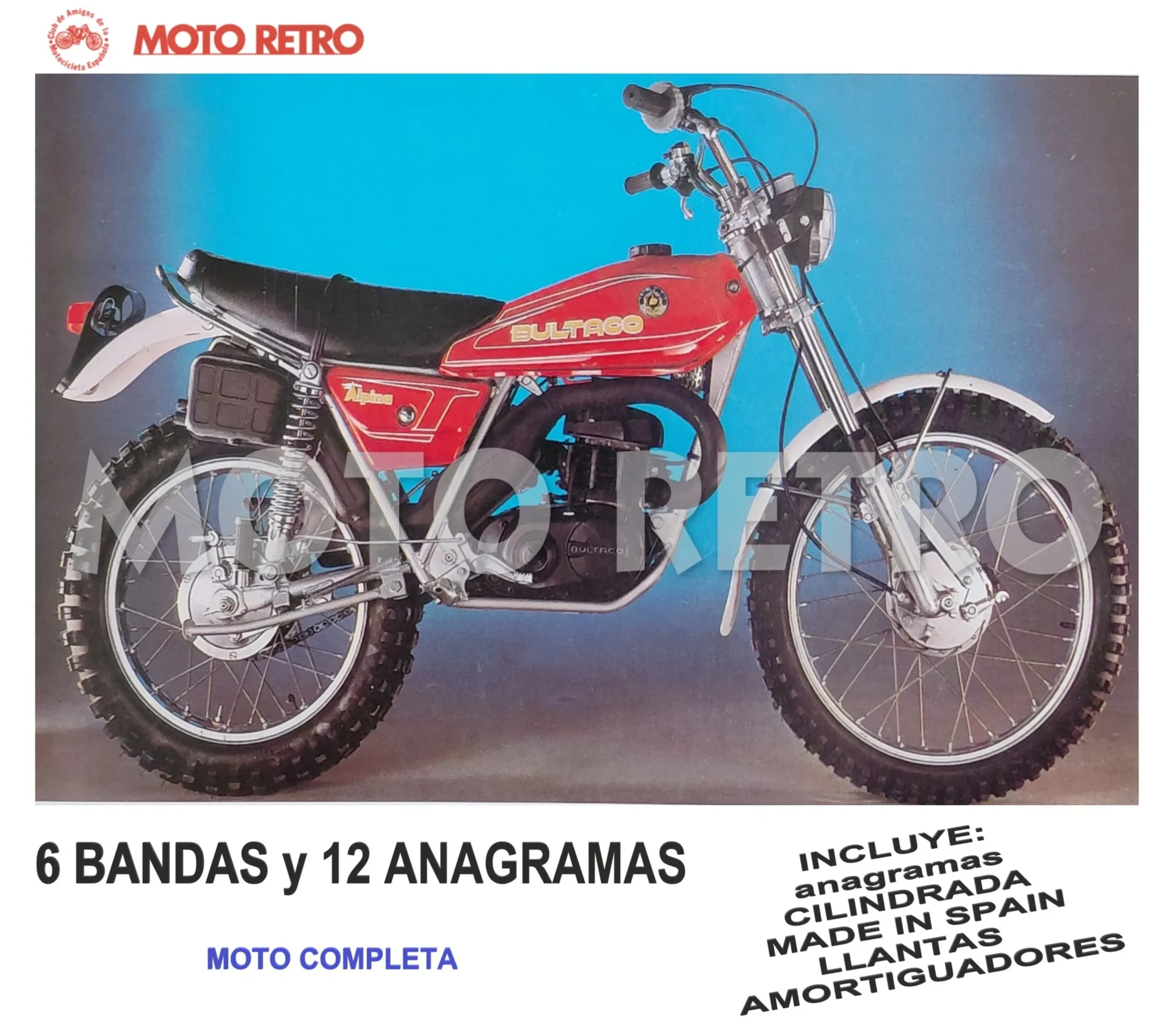 BULTACO ALPINA 213 B 350cc CON GAS (6 bandas y 12 anagramas) Juego completo